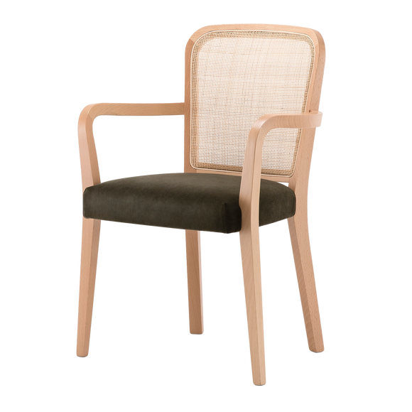 Square Cane Webbed Arm Chair